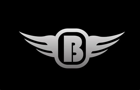 B alphabet letter logo for business and company with wings and black ...