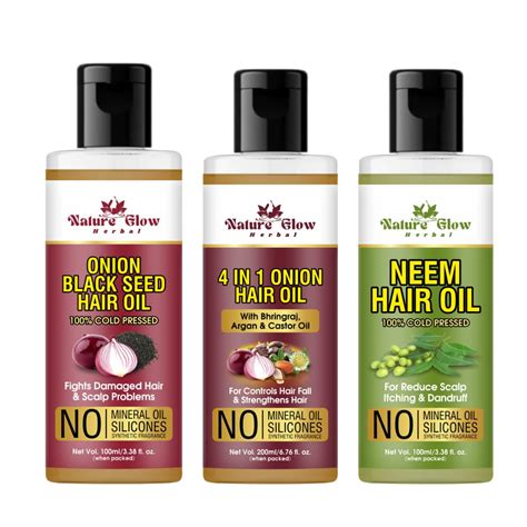 Buy Nature Glow Herbal Onion Black Seed & 4 in 1 Onion & Neem Hair Oil ...