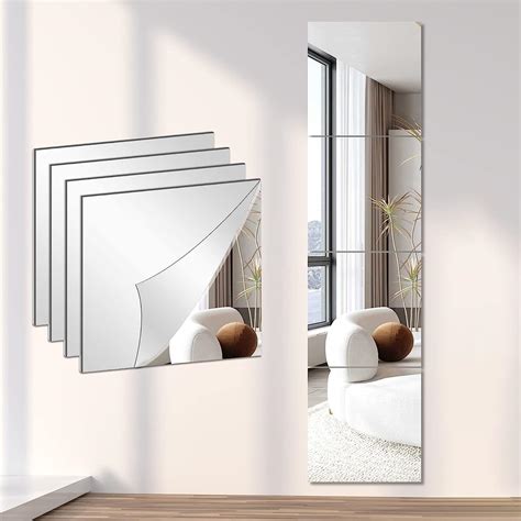 Ruucy Self Adhesive Mirrors 4Pcs, Thick Acrylic Mirror Wall Mirrors ...