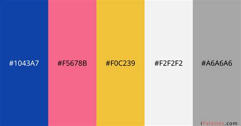 Playstation Color Palette and colors #1043a7 #f5678b #f0c239 #f2f2f2 #a6a6a6 - IPalettes