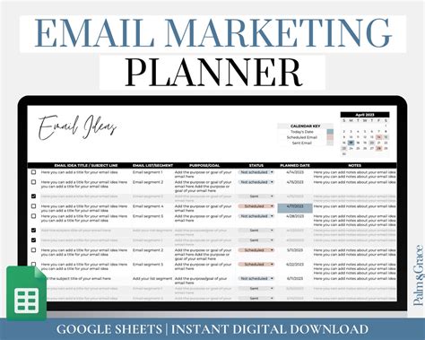 Buy Email Marketing Planner Spreadsheet, Google Sheets Email Planner ...
