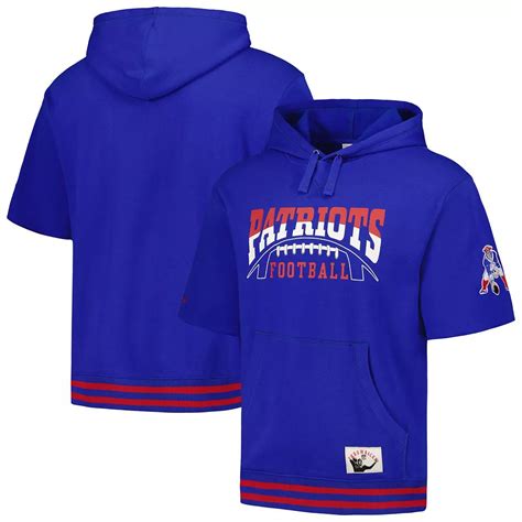 Men's Mitchell & Ness Royal New England Patriots Pre-Game Short Sleeve ...