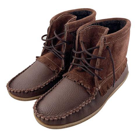 Men's Fleece Lined Suede Leather Ankle High Moccasin Winter Boots ...