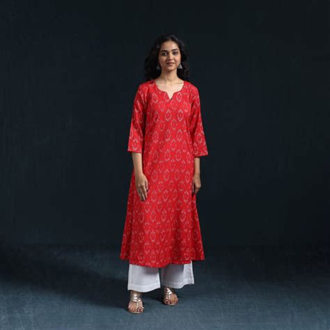 Luxury Handloom Red Kurta & Kurtis For Women | iTokri