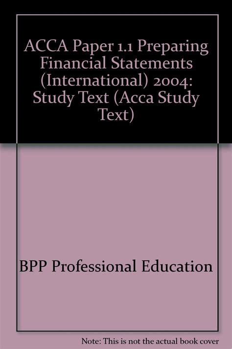 Buy ACCA Paper 1.1 Preparing Financial Statements (International) 2004 ...