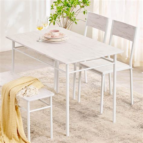 Buy Helios Lucia 4-Seater Dining Set with Chairs and Bench - White from ...