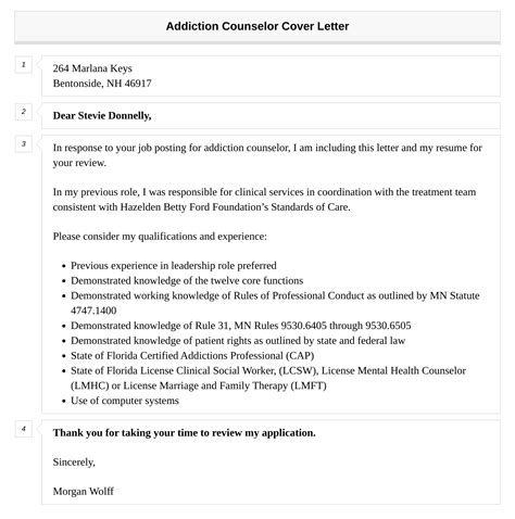 Addiction Counselor Cover Letter | Velvet Jobs