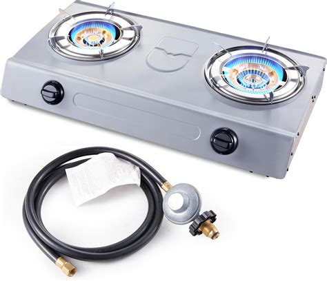 Amazon.com: Amzgachfktch 2 Burner Gas Stove, 26300 BTU Portable Propane ...