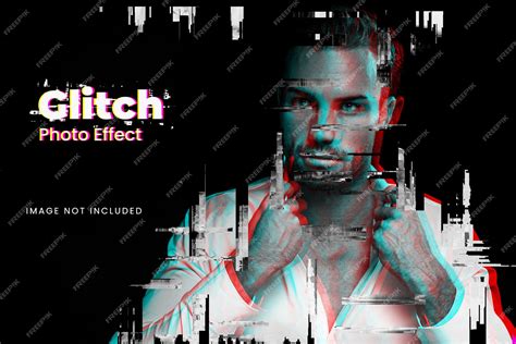 Premium PSD | Realistic glitch photo effect template