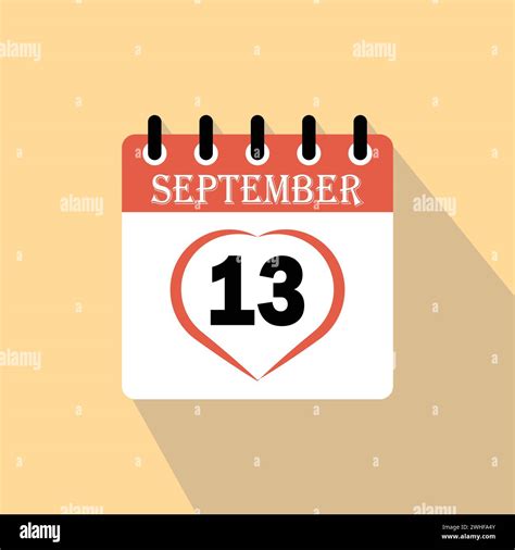 September 13 calendar icon vector flat illustration hi-res stock ...