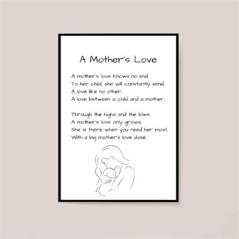 A Mother's Love - A4 Poem Print - Digital Download - Mother's Day Gift ...