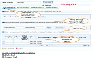 Online Pan Correction in TDS/ TCS Statement
