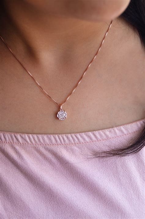 Invisibly Glam Solitaire Rose Gold Plated Sterling Silver Pendant | 925 ...