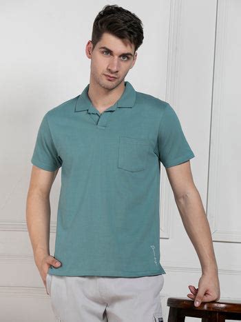 Men's Green Polo Collar Solid Regular Fit T-Shirt – DENNIS LINGO