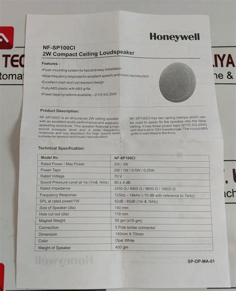 Notifier Nf-sp100Ci Ceiling Passive Speaker Nf-sp100Ci/Ul – Aeliya Marine