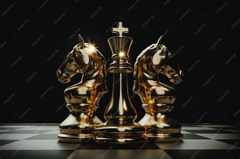 Golden chess image on the chessboard it conveys competition and ...