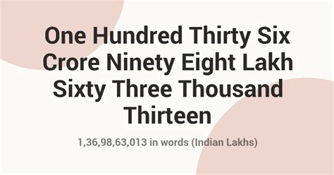 1,36,98,63,013 in Words - Indian Rupees & International Format