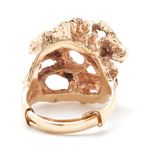 Lot 542: 14K Gold & Diamond Nugget Ring | Case Auctions