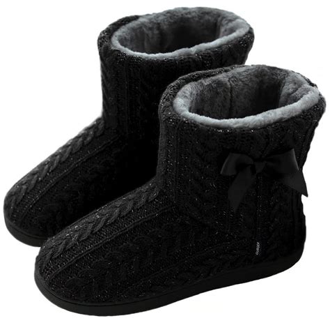 GURGER Slipper Boots Women Winter Knit Booties Slippers Ladies Plush ...