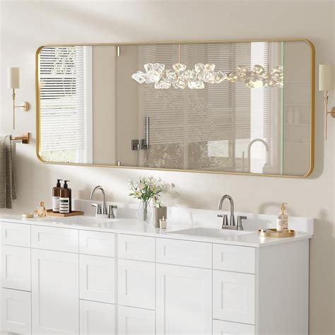 Amazon.com: MODCART Gold Bathroom Mirrors for Wall, 60X28 Inch Rounded ...