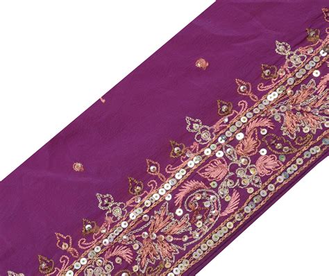 Sushila Vintage Purple Saree Border Indian Craft Sewing Trim Beaded La