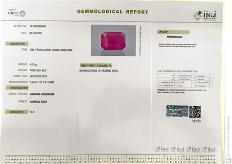 4.73/CT Natural Ruby Stone with Govt. Lab Certificate-16140S206369 ...