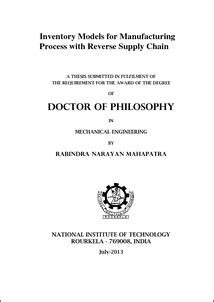 Inventory Models for Manufacturing Process with Reverse Supply Chain ...