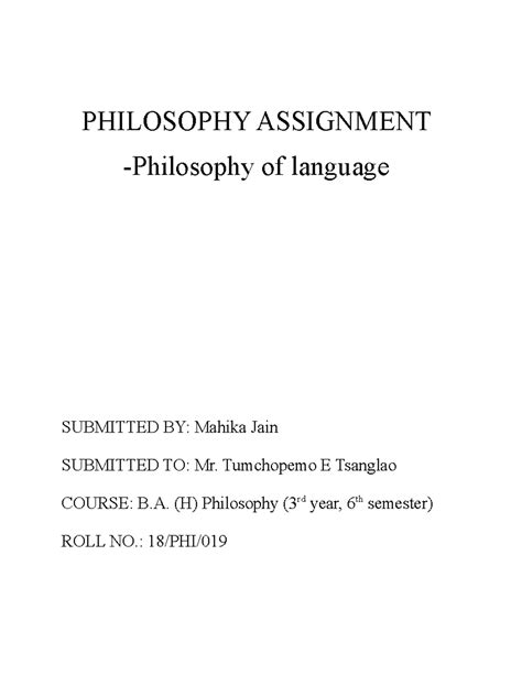 Assignment on Frege's Theory of Meaning for POL 3rd Year Students - Studocu