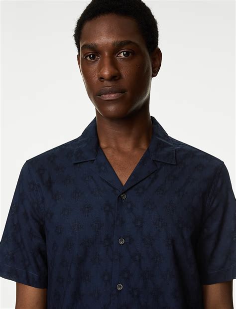 Buy Pure Cotton Textured Cuban Collar Shirt at Marks & Spencer