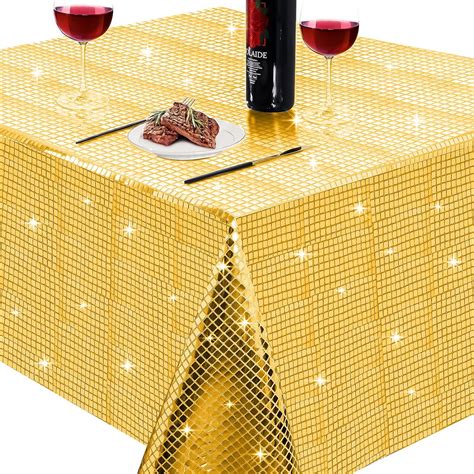 Amazon.com: AUGERLEO Gold Tablecloth 108'' Sequin Tablecloth Wedding ...