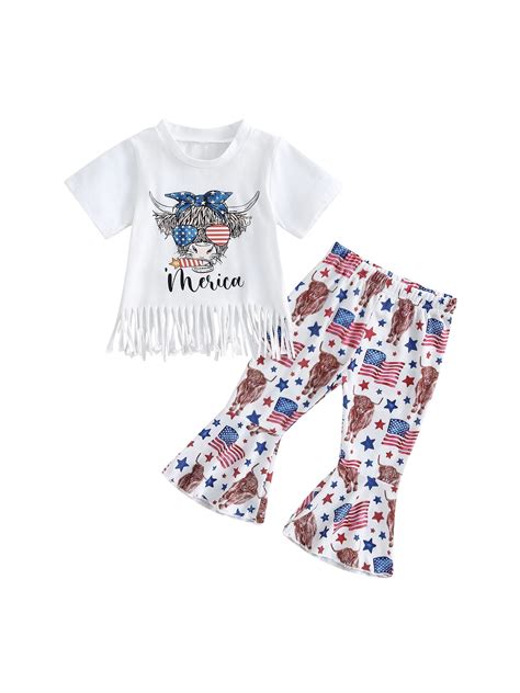 Bagilaanoe 4th of July Clothes for Toddler Baby Girls Short Sleeve ...