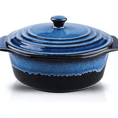 Ceramic Casserole Dish with Lid Oven Safe 2 Quart Casserole Dishes ...