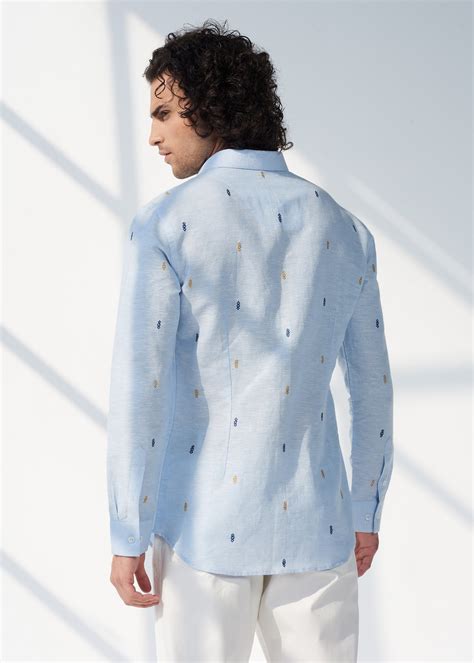 Crisp Linen Sky Shirt from the Linen Shirts India Collection | Seven DC