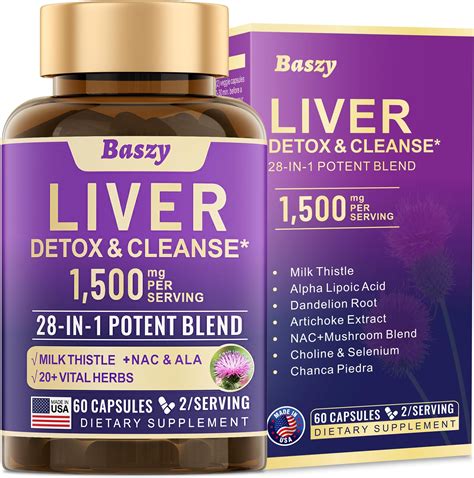 Amazon.com: Baszy 28-in-1 Liver Cleanse Detox & Repair - 1500mg Liver ...