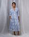 Neyra Ivory Blue Hand Block Printed Dress - BAD | Elegant Ethnic Wear
