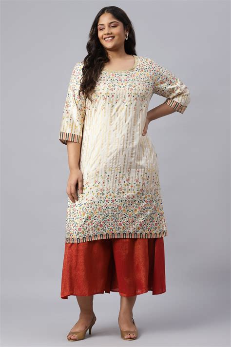 Buy Beige Kuchai Silk EthnicPlus Size kurta Online for Woman | Shop for ...
