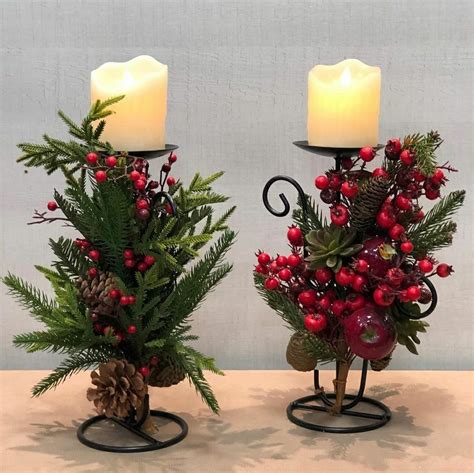 DIY Christmas Candle Holders with Pine Cones