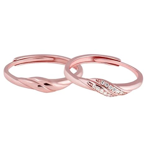 GIVA 925 Sterling Silver Rose Gold Couple Goals Ring, Adjustable ...