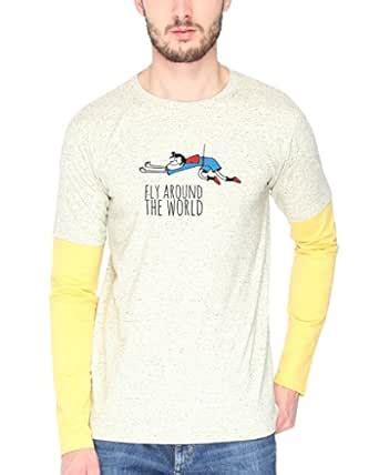 Campus Sutra Cream Melange Fly Around World Full Sleeve Sheldon T ...