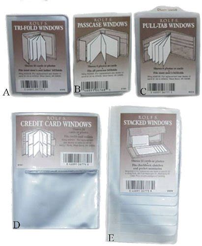 Plastic Wallet Inserts, Replacement Windows (G) Stacked Card Windows ...