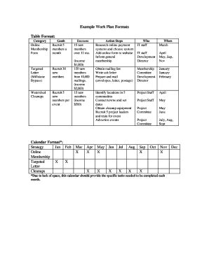 Fillable Online Example Work Plan Formats Fax Email Print - pdfFiller