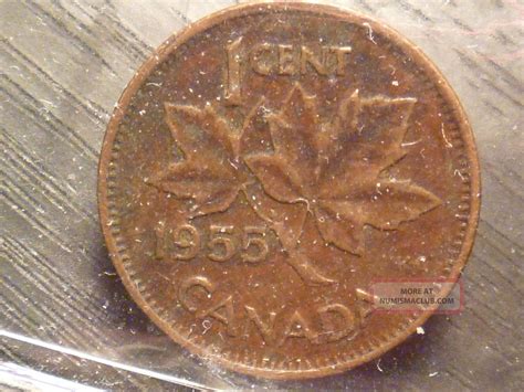 Extremely Rare 1955 One Cent Canada No Shoulder Fold Certified Cccs F - 12