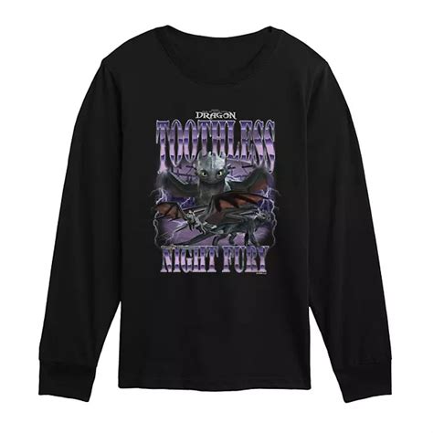 Boys 8-20 How To Train Your Dragon Toothless Night Fury Long Sleeve ...