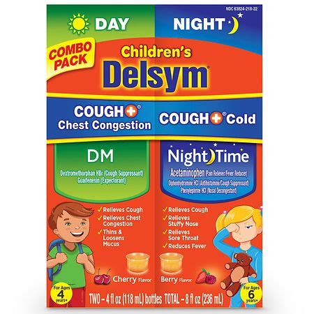 Delsym Children`s Liquid Cough Plus Day Night Cherry & Berry | Walgreens