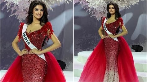 India’s Manika Vishwakarma wows in dramatic red mermaid gown at ...