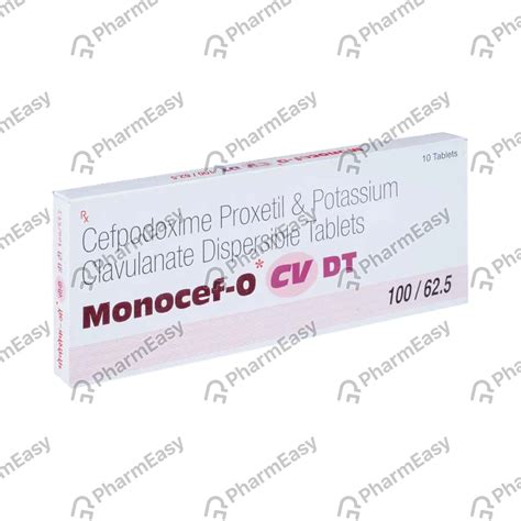 Monocef O Cv 100/62.5mg Dt Strip Of 10 Tablets: Uses, Side Effects ...