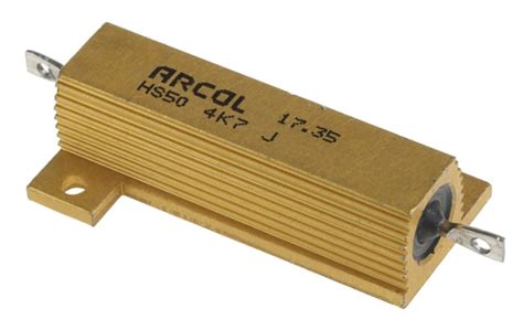 HS50 4K7 J Arcol | Arcol, 4.7kΩ 50W Wire Wound Chassis Mount Resistor ...