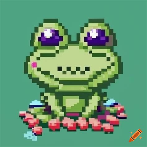 Pixel art sprite of a frog on Craiyon