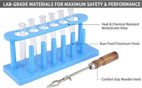 VITSZEE Science chemistry labware kit testtube stand rack, Borosilicate ...