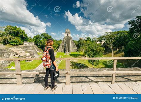 TIKAL, GUATEMALA AUGUST Tourist is Looking at Located in El Peten ...